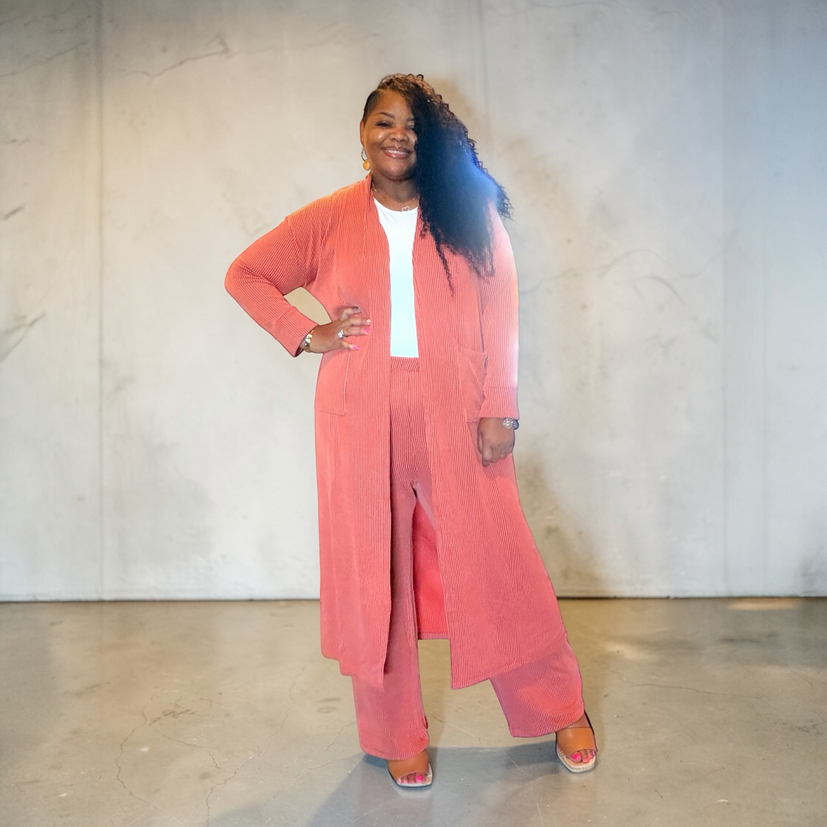 2 Piece Longline Cardigan And Pant Set