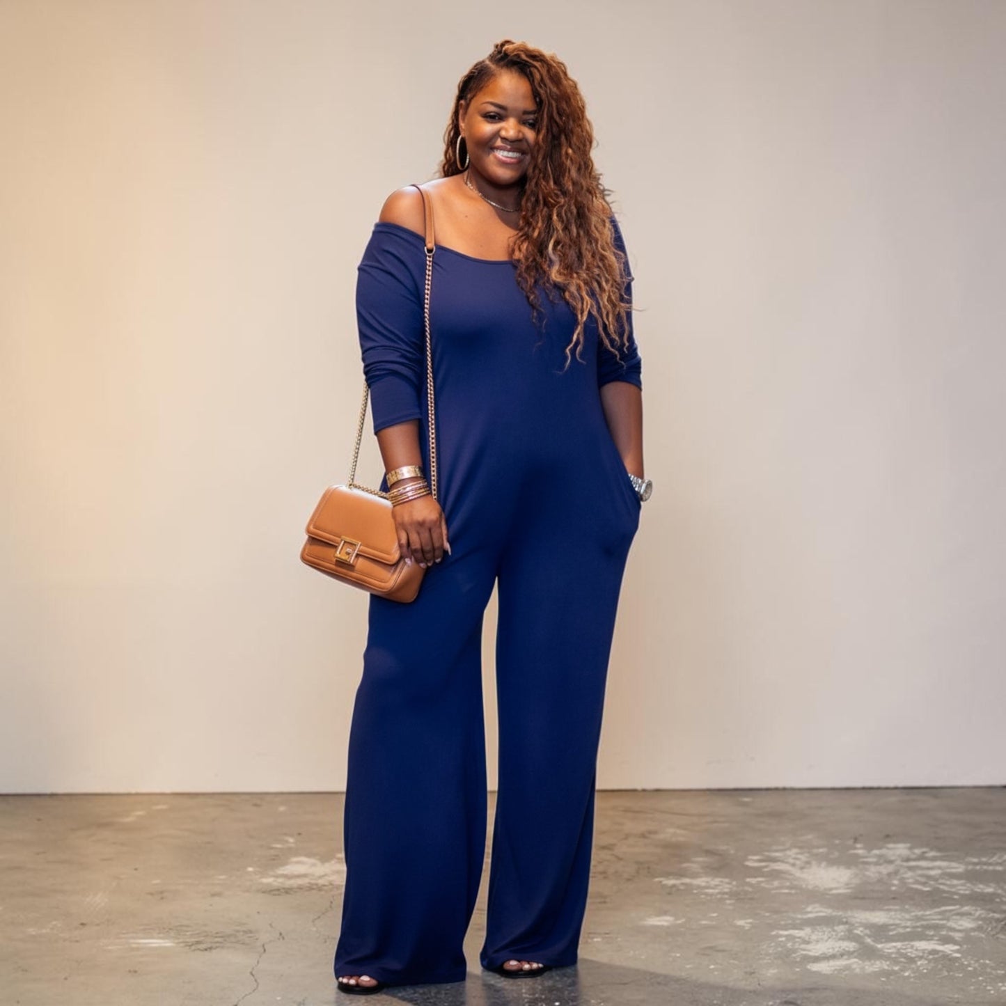 Low Shoulder Wideleg Jumpsuit