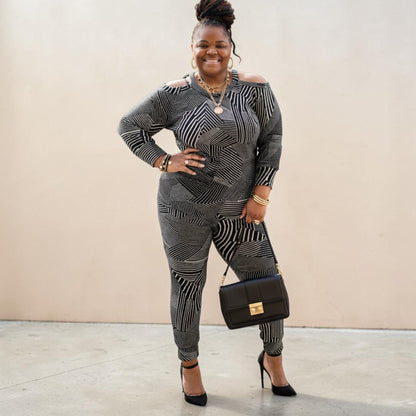 Classy Cold Shoulder Jogger Set