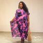 Purple Pleated Tiered Ruffled Maxi Dress