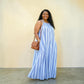 Blue And White Striped Tie Back Maxi Dress