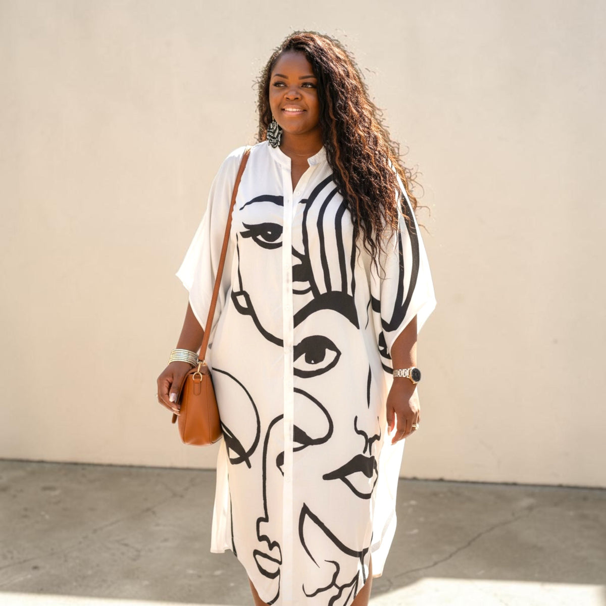 Face Abstract Shirt Dress