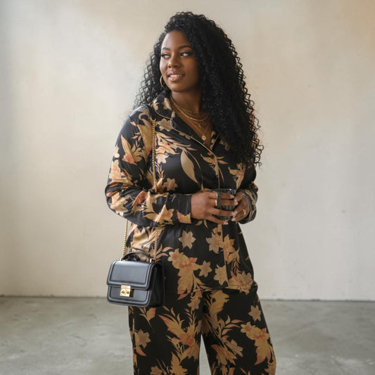 2 Piece Silky Velvet Black Set