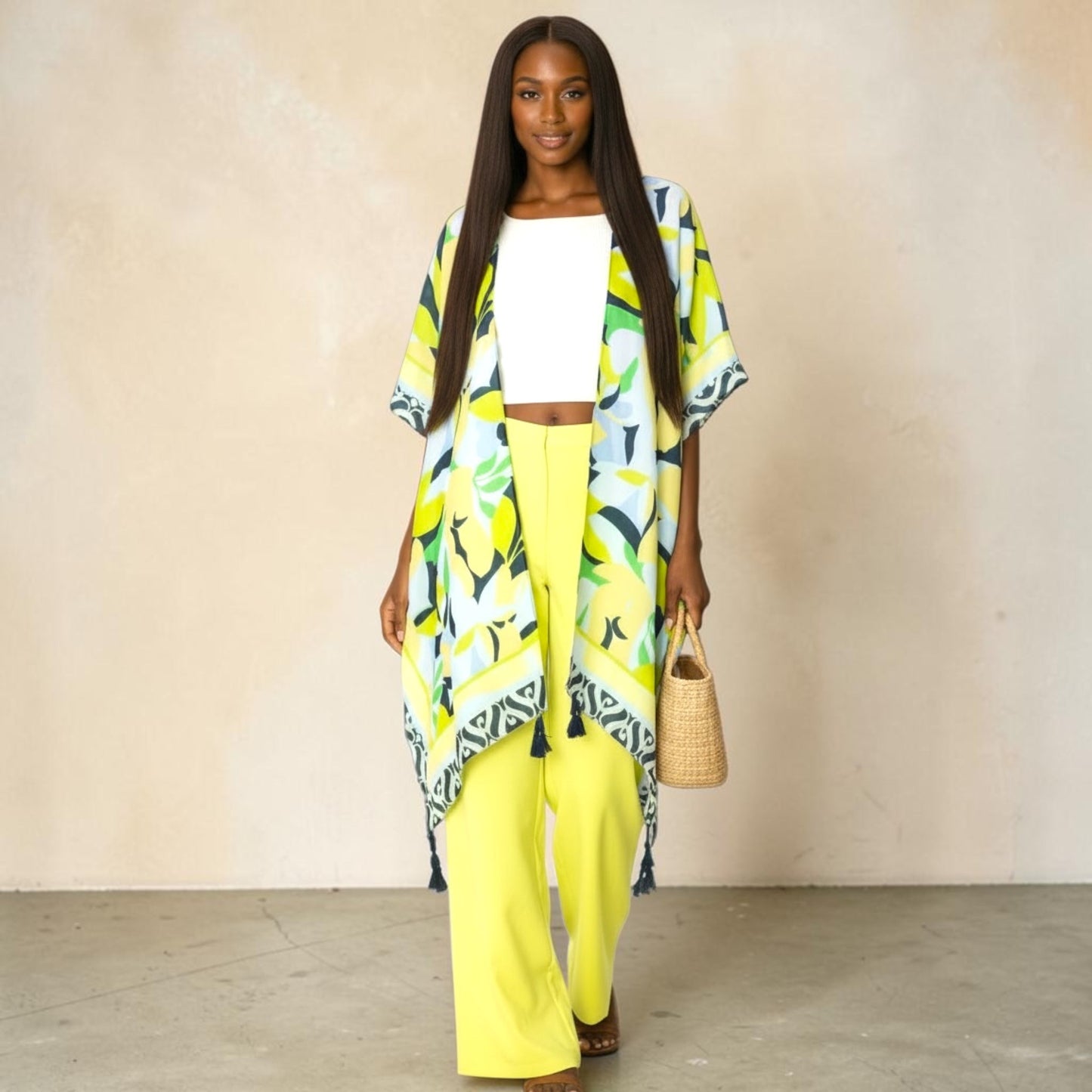 Yellow and Navy Kimono
