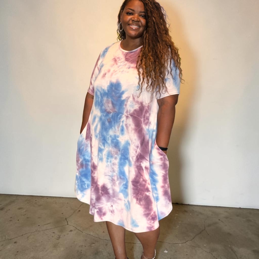 Purple Tie Dye Midi Dress