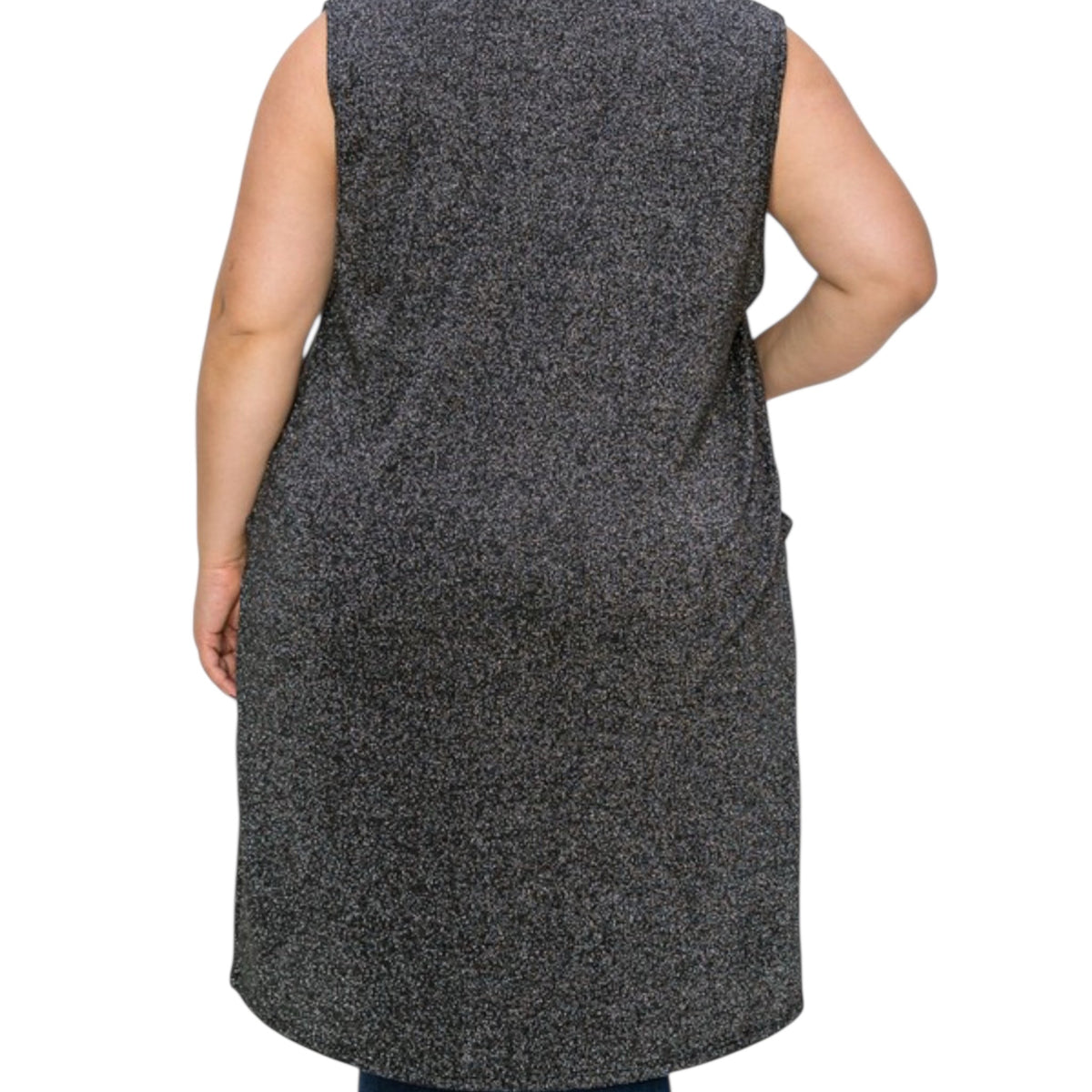 Solid With Sparkles Color Vest With Side Pockets