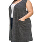 Solid With Sparkles Color Vest With Side Pockets