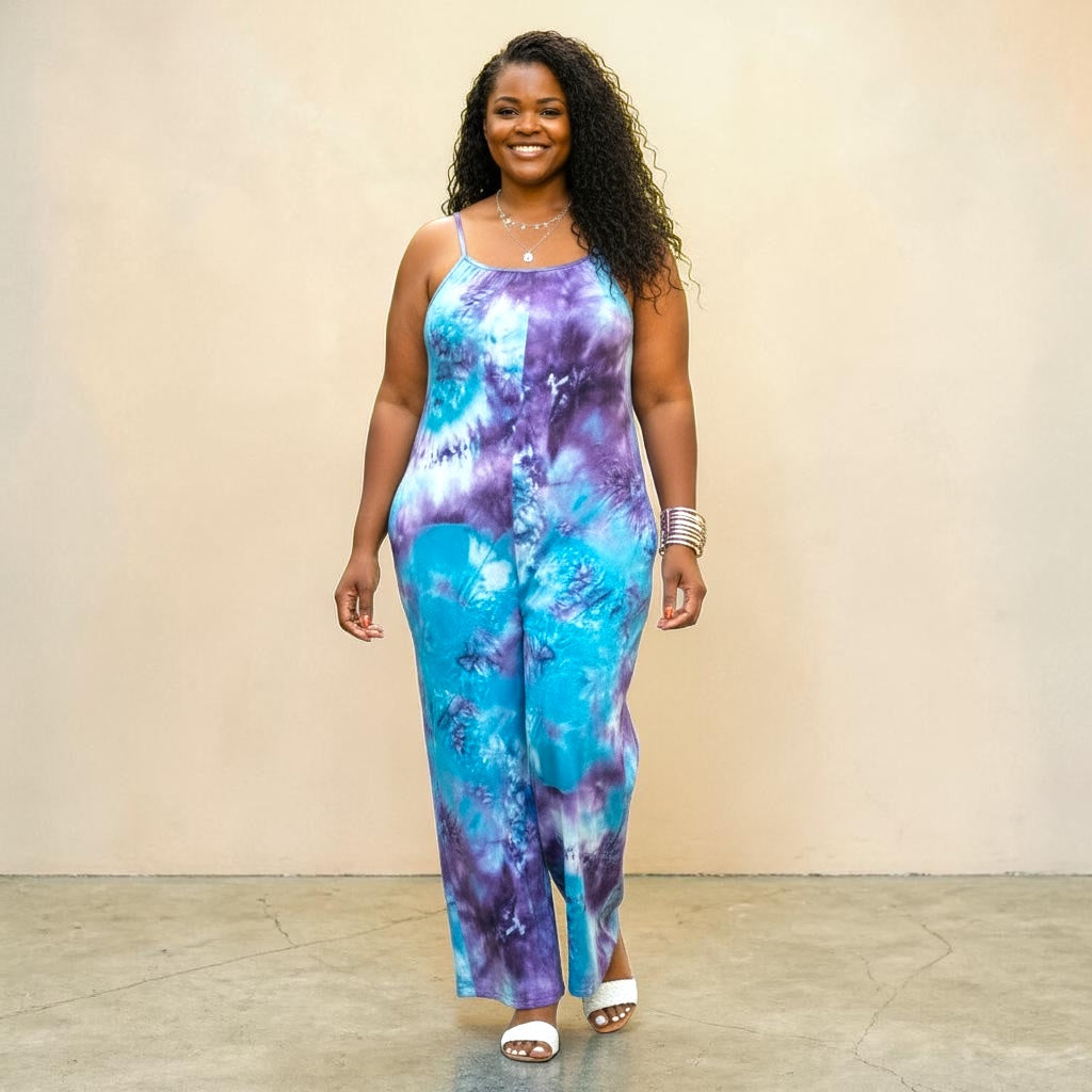Purple Tie Dye Jumpsuit
