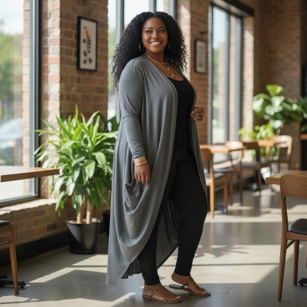 Bubbled Hem Waterfall Cardigan