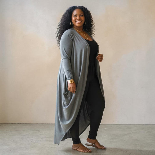 Bubbled Hem Waterfall Cardigan