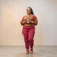 Burgundy High Waist Cargo Pants