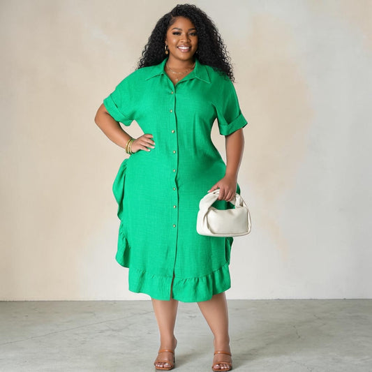 Kelly Green Linen Dress