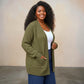 Waffle Open Cardigan Sweater w/ Pockets