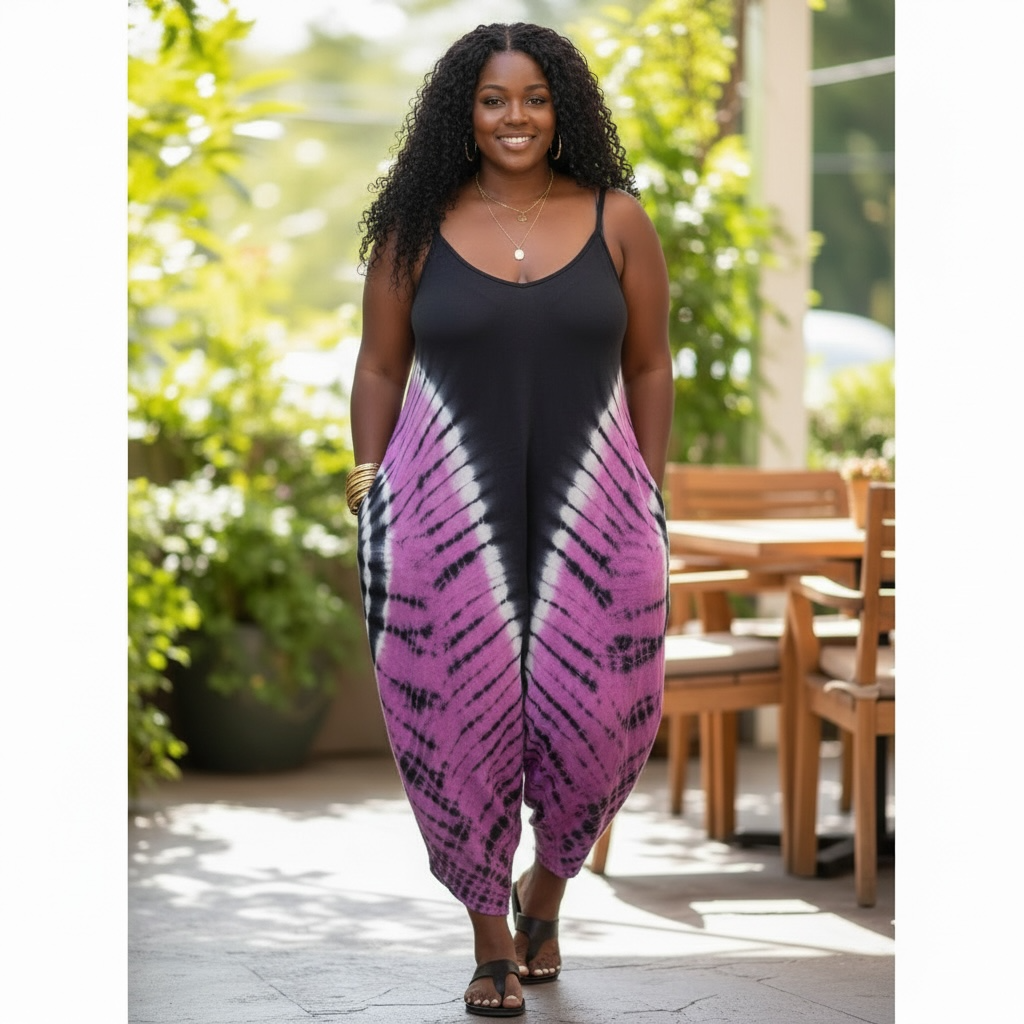 Tie Dye Jumpsuit With Pockets