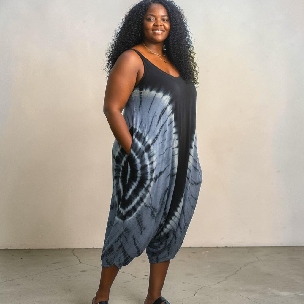 Tie Dye Jumpsuit With Pockets