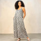 Leopard Print Adjustable Strap Maxi Dress