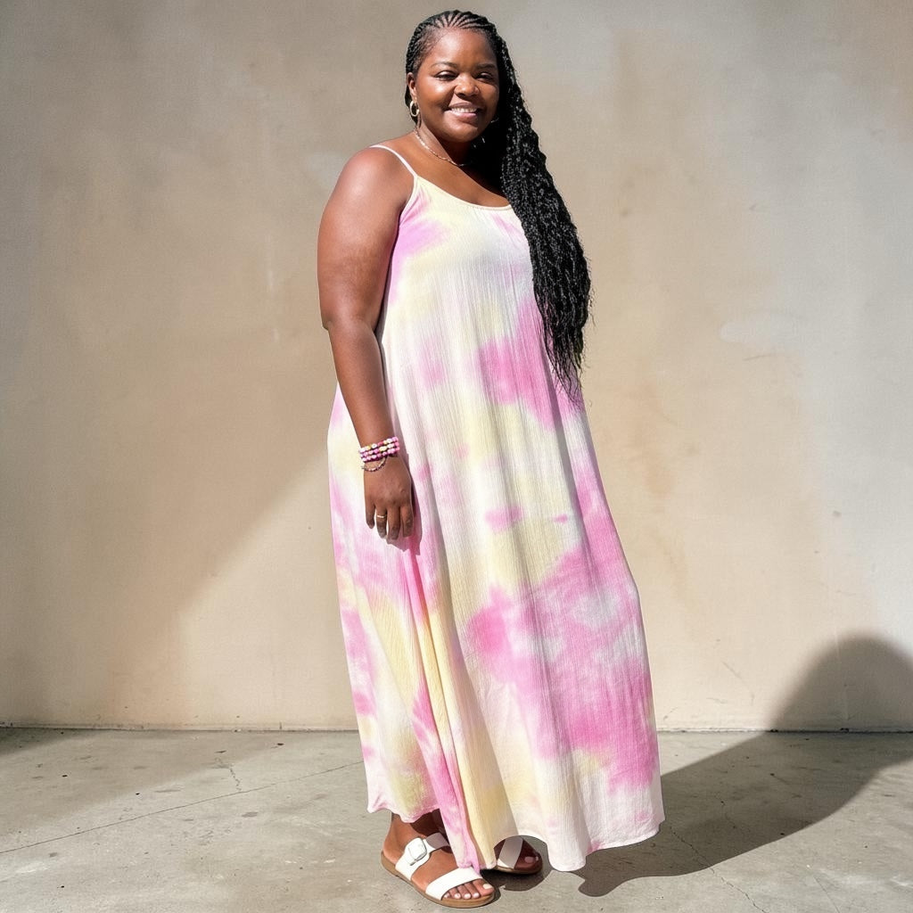 Strappy Ombre Tie Dye Maxi Dress