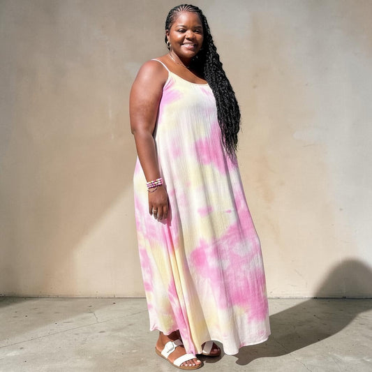 Strappy Ombre Tie Dye Maxi Dress