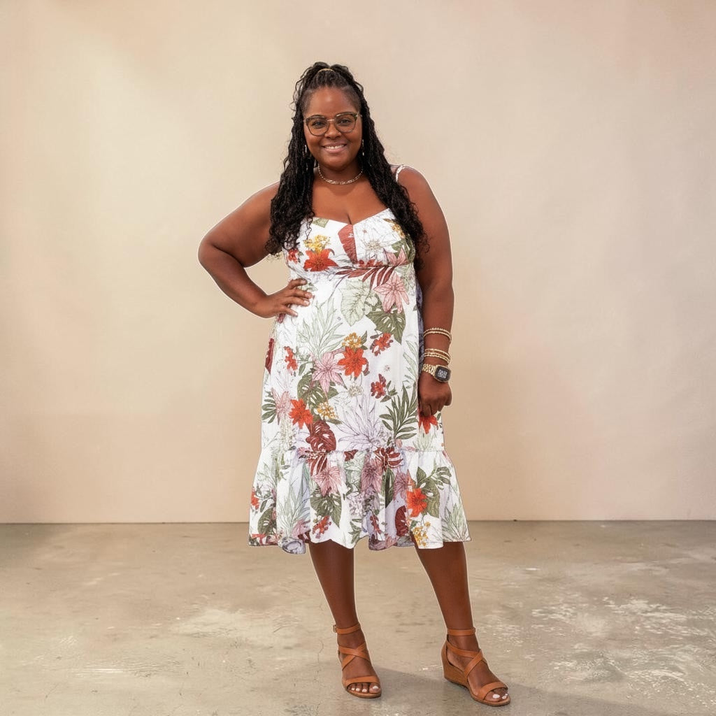 Floral Asymmetric Spaghetti Strap Dress