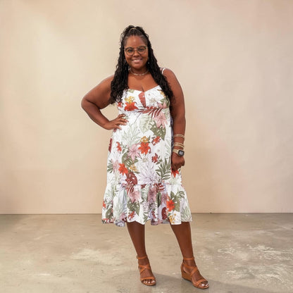 Floral Asymmetric Spaghetti Strap Dress
