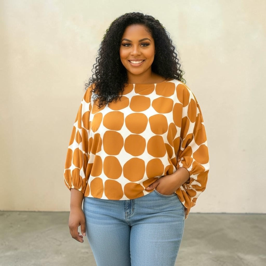 Geometric Dot Print Blouse