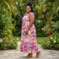 Pink Floral Print Babydoll Maxi Dress