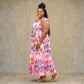 Pink Floral Print Babydoll Maxi Dress