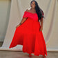 Poppy Red Sheer Maxi Dress With Slit