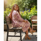 Peacock Print Tiered Midi Dress With 3/4 Sleeves