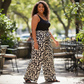 Black and White Wide Leg Belt Pant