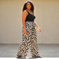 Black and White Wide Leg Belt Pant