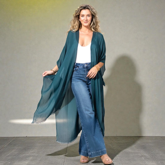 Deep Teal Flow Kimono