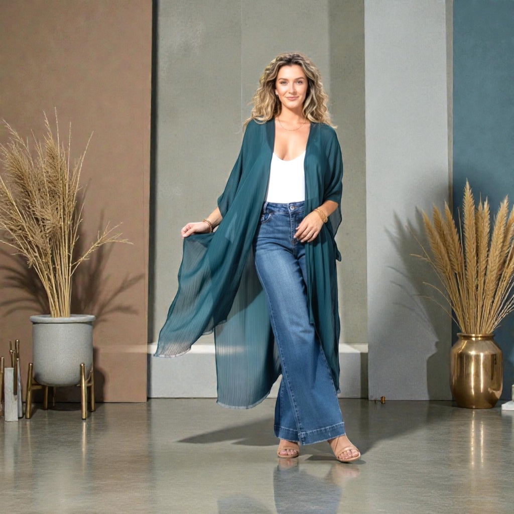 Deep Teal Flow Kimono