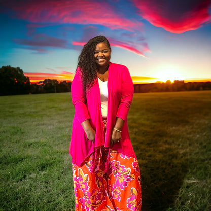 Tie Waist Magenta Cardigan