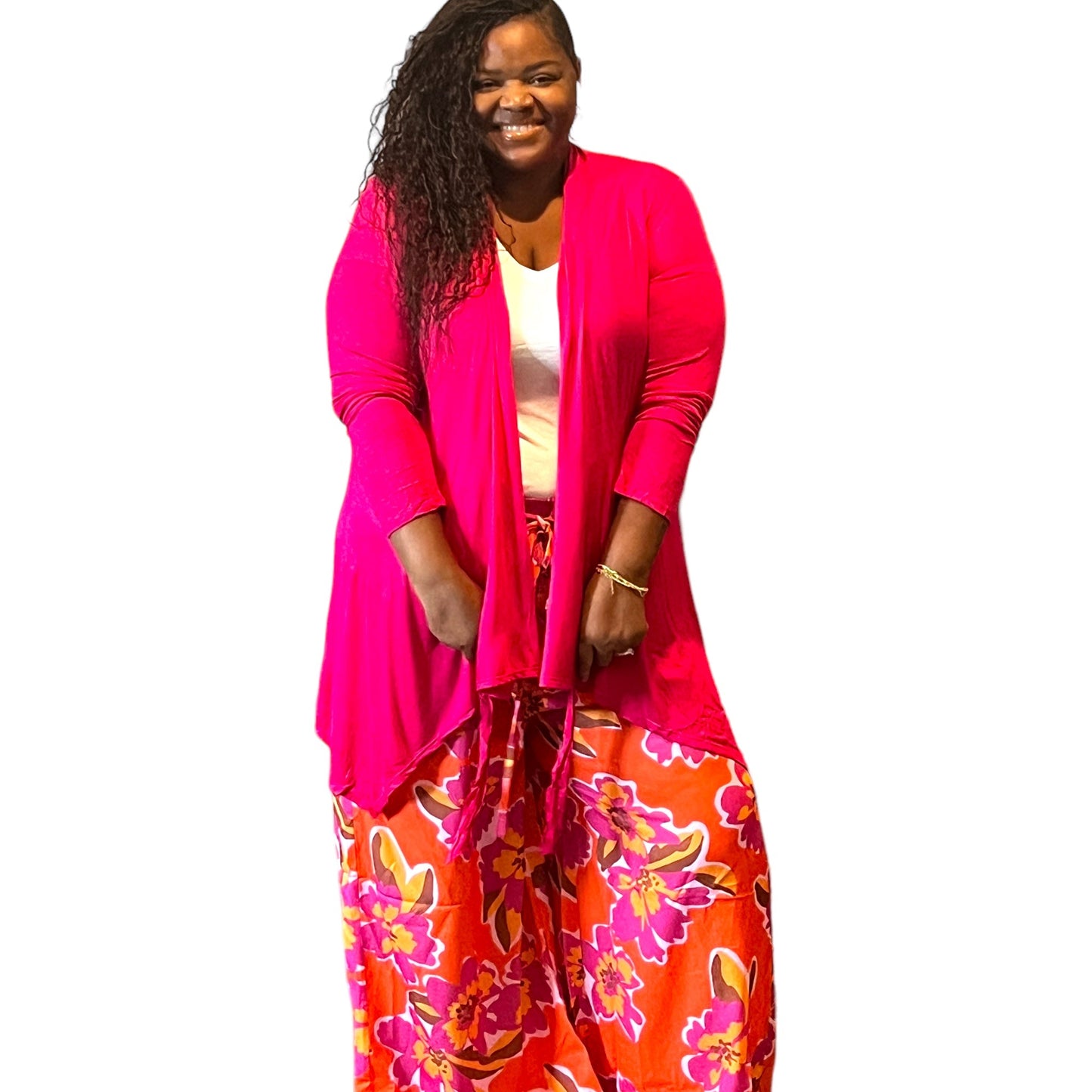 Tie Waist Magenta Cardigan