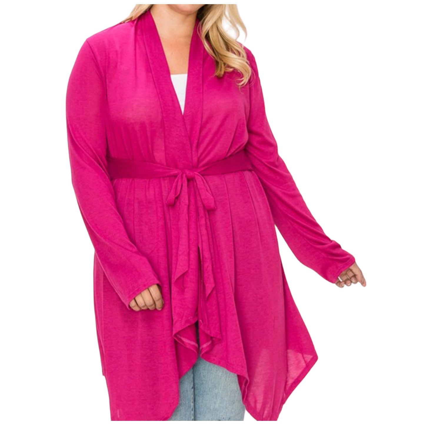 Tie Waist Magenta Cardigan