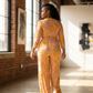 Gold Chain Faux Wrap Jumpsuit Dress