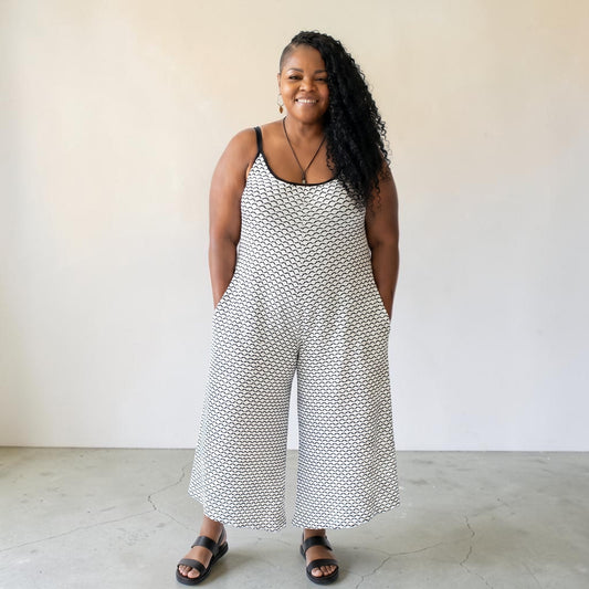 White Black Wide Leg Jumpsuits
