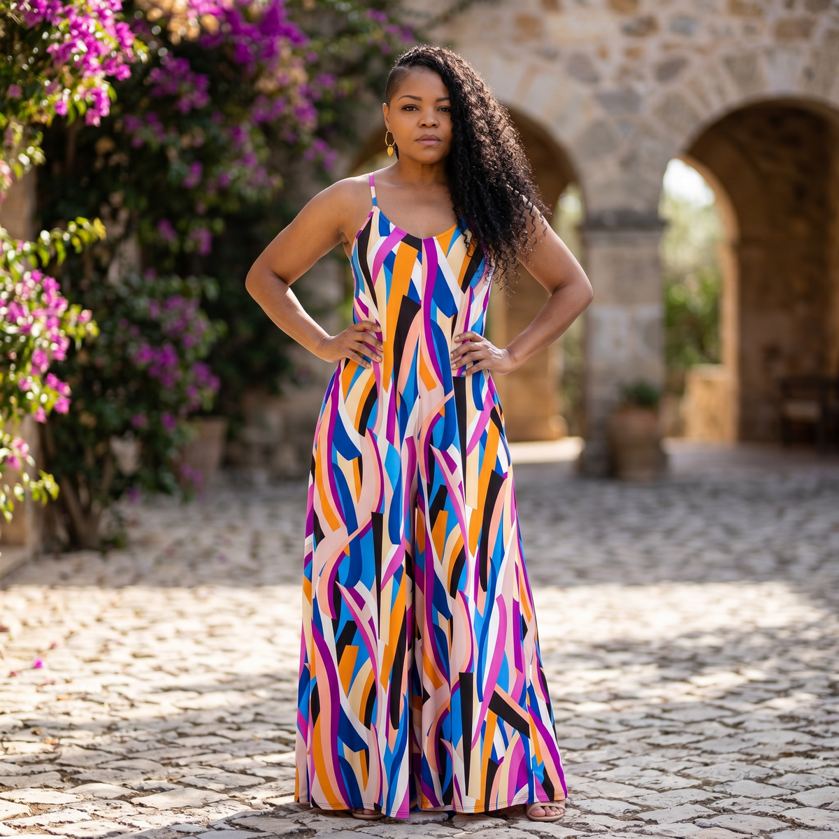 Splash Of Color Wide leg Jumpsuit With Pockets