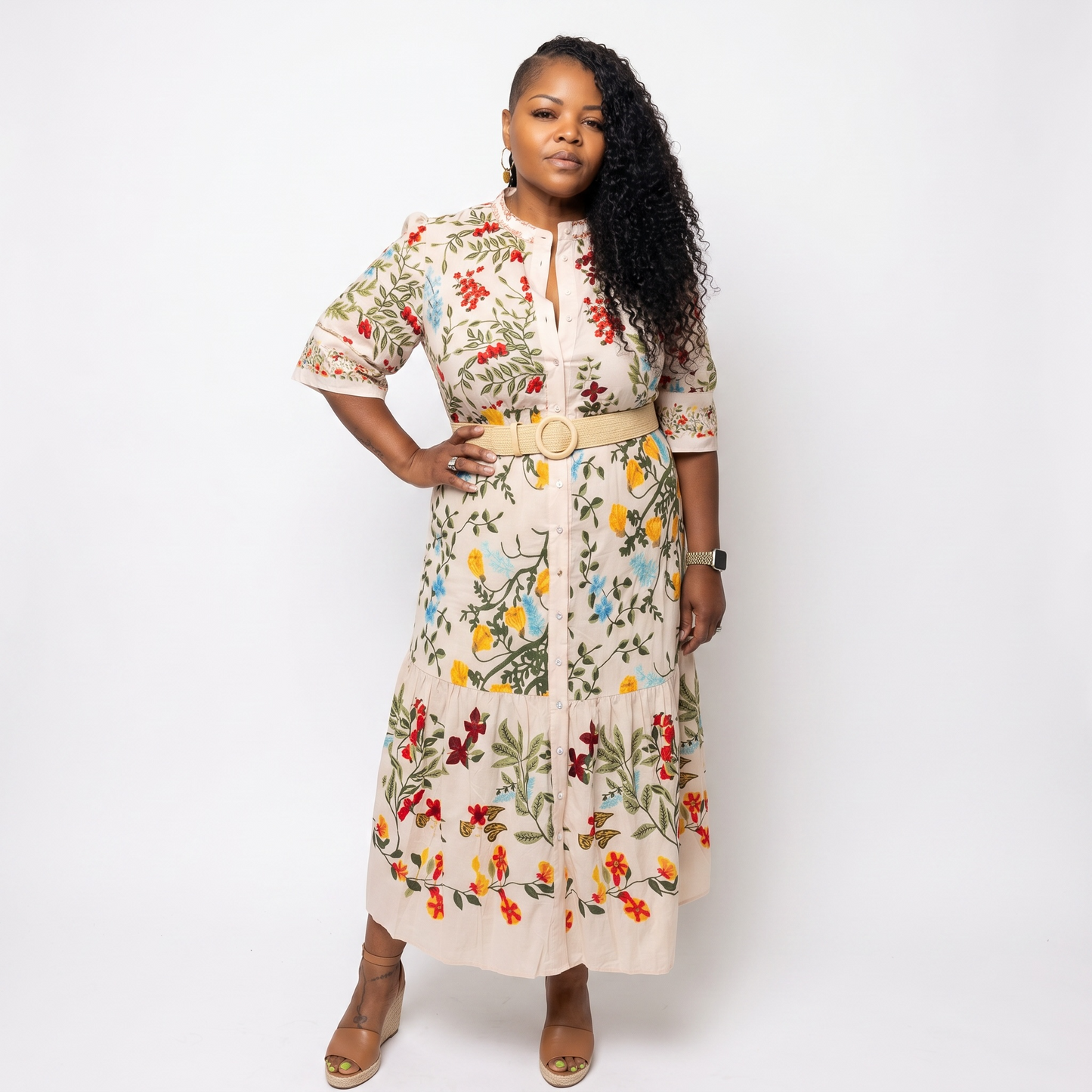 The Desha Floral Maxi Dress (size up)