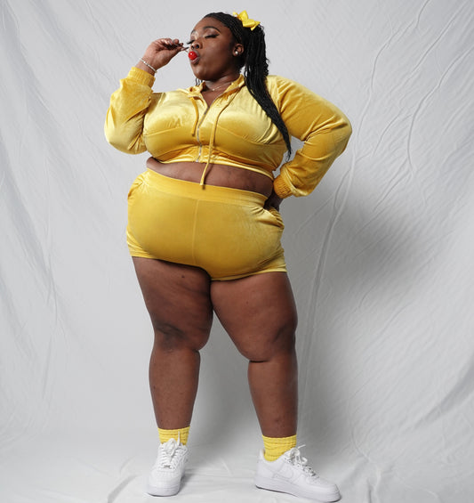 “Bubba Sparx” Mustard Hoodie And Shorts Set