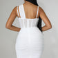 Flirtatious Honey One Shoulder Stretch Dress