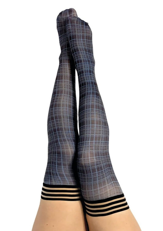 Debbie: Navy Plaid Thigh Highs