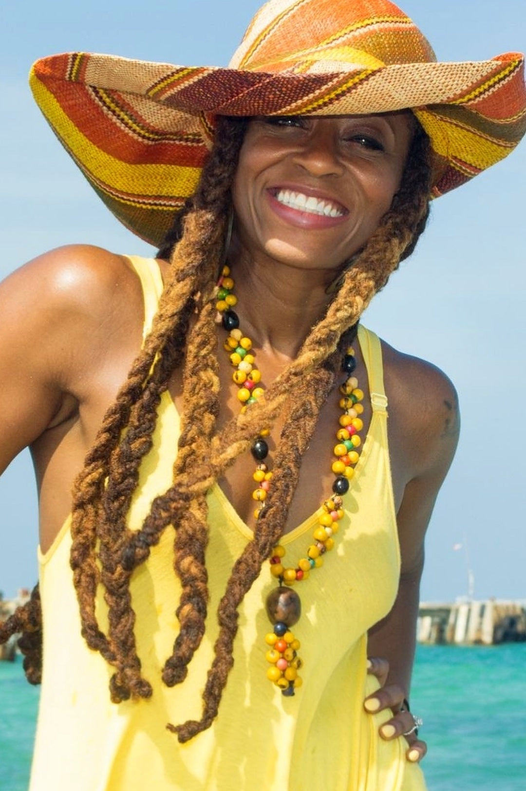 Seven Inch Brim Raffia Hat