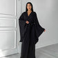 Kimono Viscose Long Robe in Black with pockets