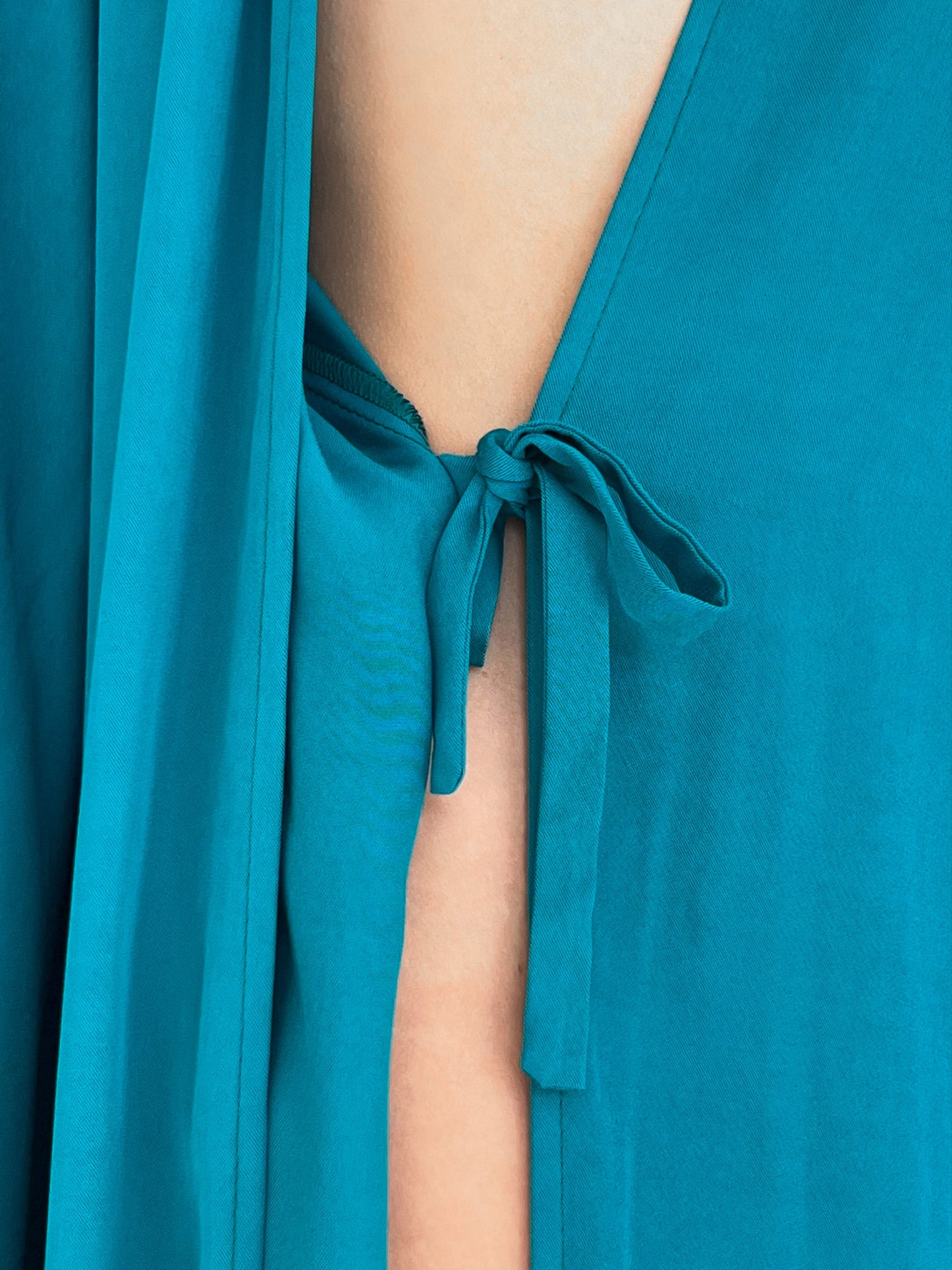 Kimono Viscose Long Robe in Teal with pockets and headband