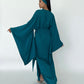 Kimono Viscose Long Robe in Teal with pockets and headband