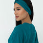 Kimono Viscose Long Robe in Teal with pockets and headband