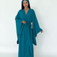 Kimono Viscose Long Robe in Teal with pockets and headband