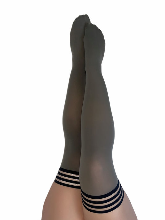 Sierra: Grey Opaque Thigh Highs